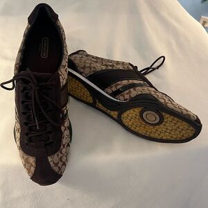 Coach Women's Brown and Black Patterned Sneakers